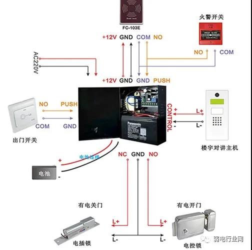 门禁电锁系统接线方式